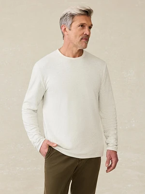Cloud Reversible Crew - Ivory Heather Light Blue