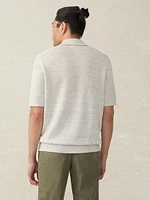 Short-Sleeve Linen Sweater Polo - Ivory Steel Feeder