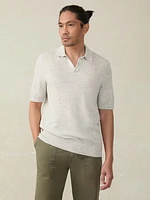 Short-Sleeve Linen Sweater Polo - Ivory Steel Feeder