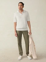 Short-Sleeve Linen Sweater Polo - Ivory Steel Feeder