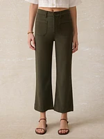 Stretch Terry Patch Pocket Ankle Pant - Forest Olive