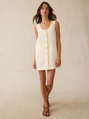 Linen Denim Malibu Mini Dress - Whitecliff Wash