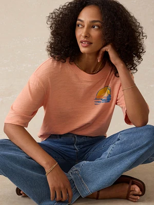 Organic Cotton Sunwashed Slub Vintage Tee - Canyon Sunset