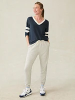 Organic Cotton Sunwashed Slub Varsity V-Neck - Blue Nights