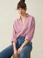 Linen Denim Sail Away Blouse - Weathered Orchid