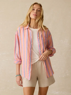 Laguna Linen Relaxed Shirt - Cabana Multi Stripe