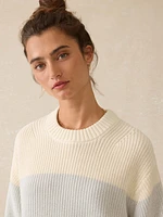 Sunwashed Cotton Fisherman Sweater - Sea Salt Stripe