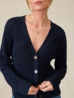 Miramar Linen Cardigan - Navy Blazer