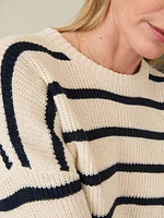 Miramar Linen Crewneck - Montauk Stripe