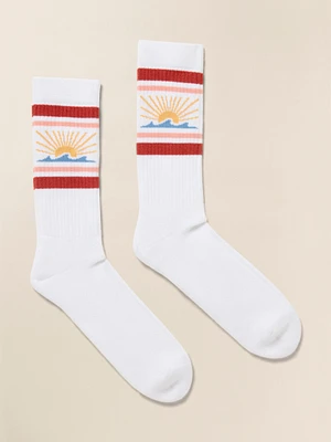 Sun And Waves Sock - Red Horizon