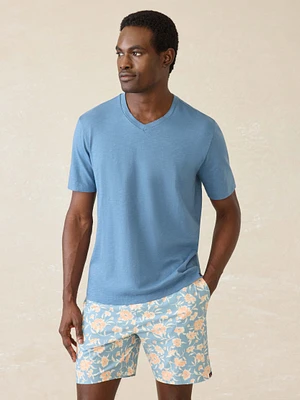 Short-Sleeve Sunwashed Regenerative Cotton V-Neck Tee