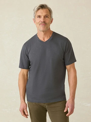 Short-Sleeve Sunwashed Regenerative Cotton V-Neck Tee