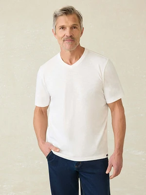 Short-Sleeve Sunwashed Regenerative Cotton V-Neck Tee