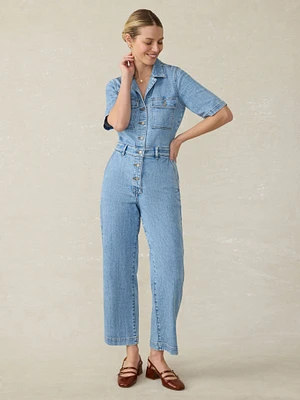 Short-Sleeve Denim Michelle Jumpsuit - Cloudlight Wash