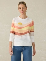 Sunwashed Slub Crewneck - Coral Spring Soleil