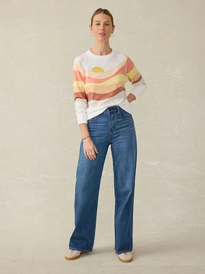 Sunwashed Slub Crewneck - Coral Spring Soleil