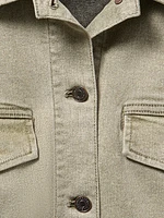 Sunwashed Denim Utility Jacket - Olive Haze Wash