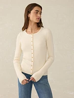 Stretch Cotton Cashmere Rib Cardigan