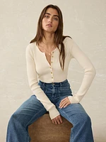 Stretch Cotton Cashmere Rib Cardigan