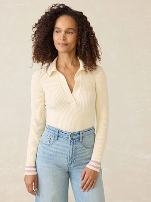 Stretch Cotton Cashmere Rib Polo