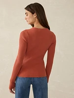 Stretch Cotton Cashmere Rib Cardigan