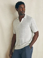 Short-Sleeve Linen Sweater Polo - Ivory Steel Feeder