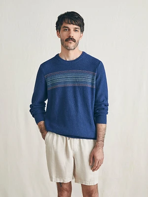 Surf Stripe Crew Sweater - Navy Sea Sunset