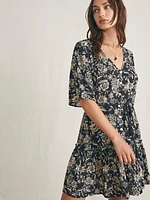 Orinda Mini Dress - Charcoal Chiyoda Floral