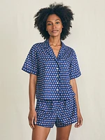 Tropical Cotton Pajama Set - Navy Paradise Palm