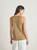 Miramar Linen Scoop Neck Tank - Antique Bronze Hampton Stripe