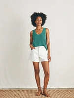 Miramar Linen Scoop Neck Tank - Bottle Green