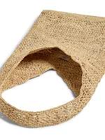 Raffia Crochet Hobo Tote - Natural