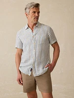 Short-Sleeve Palma Linen Shirt - Horizon Ivory Stripe