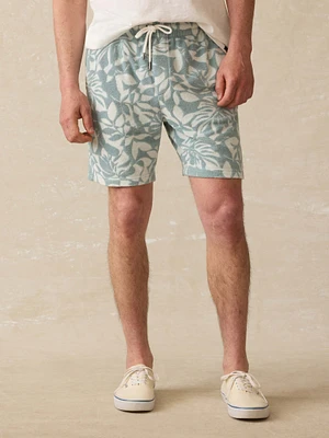 Cabana Towel Terry Sweatshort - Poolside Foliage Teal
