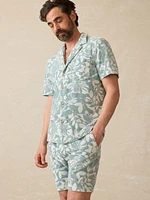 Cabana Towel Terry Sweatshort - Poolside Foliage Teal