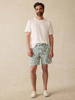 Cabana Towel Terry Sweatshort - Poolside Foliage Teal