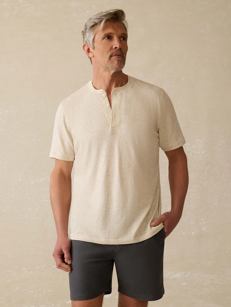 Short-Sleeve Sunwashed Henley - Island Dune Heather