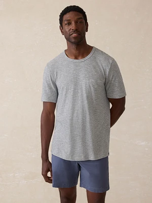 Sunwashed Pocket Tee - Silver Sea Stripe
