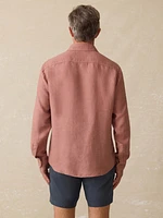 Irish Linen Safari Shirt - Cedar Rose