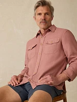 Irish Linen Safari Shirt - Cedar Rose