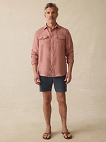 Irish Linen Safari Shirt - Cedar Rose