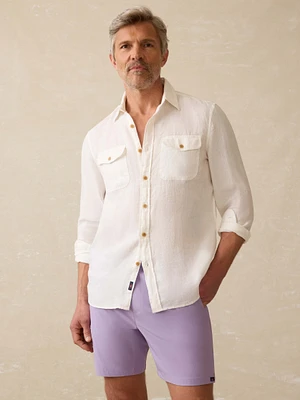 Irish Linen Safari Shirt - White