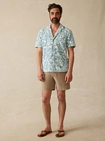 Short-Sleeve Cabana Towel Terry Shirt - Poolside Foliage Teal