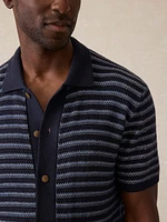 Short-Sleeve Sweater Shirt - Northern Depths Stripe