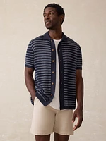 Short-Sleeve Sweater Shirt - Northern Depths Stripe