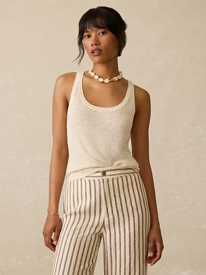 Miramar Linen Mini Rib Tank - Summer Sand
