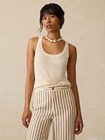 Miramar Linen Mini Rib Tank - Summer Sand