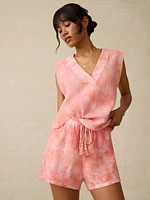 Dune Cotton Gauze Drawstring Short - Coral Skies Tie Dye