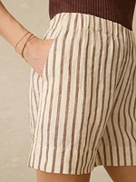 Laguna Linen Bayview Short - Cocoa Grove Stripe