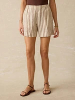 Laguna Linen Bayview Short - Cocoa Grove Stripe